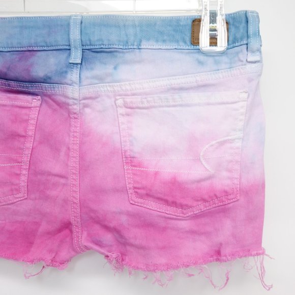 Upcycled AEO Womens Tie Dye Raw Hem Shorts - 12 - Picture 6 of 11